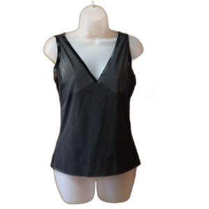 Haute Contour By Spanx Black Tank Top Mesh Sheer LG